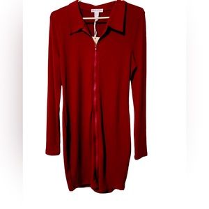 NWT Birch & Stone long sleeved zipper front collared bodycon dress